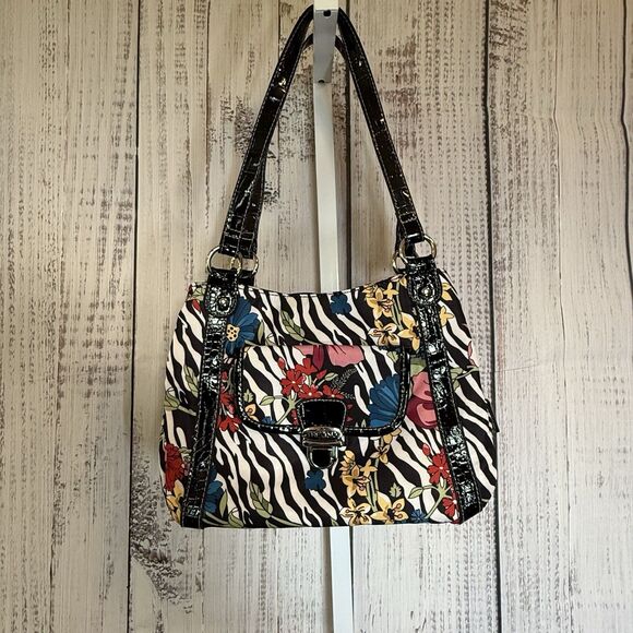 Treviso Women’s Handbag Purse Floral Shoulder Double Strap - Picture 2 of 8